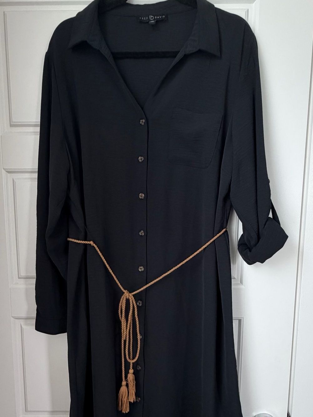 Fred David Black Button Front Shirt-2X